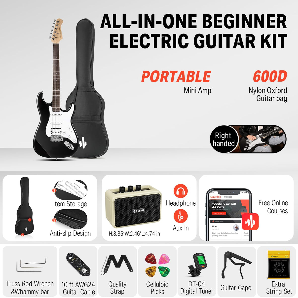 39 Inch Electric Guitar Beginner Kit H8184