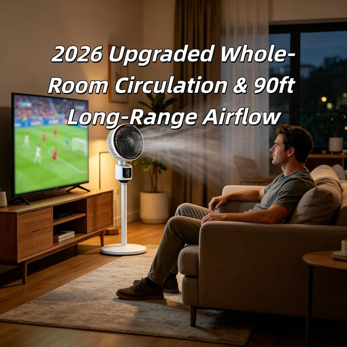 Standing Fan with 90° Oscillation, 3 Speeds, Adjustable Height I880625