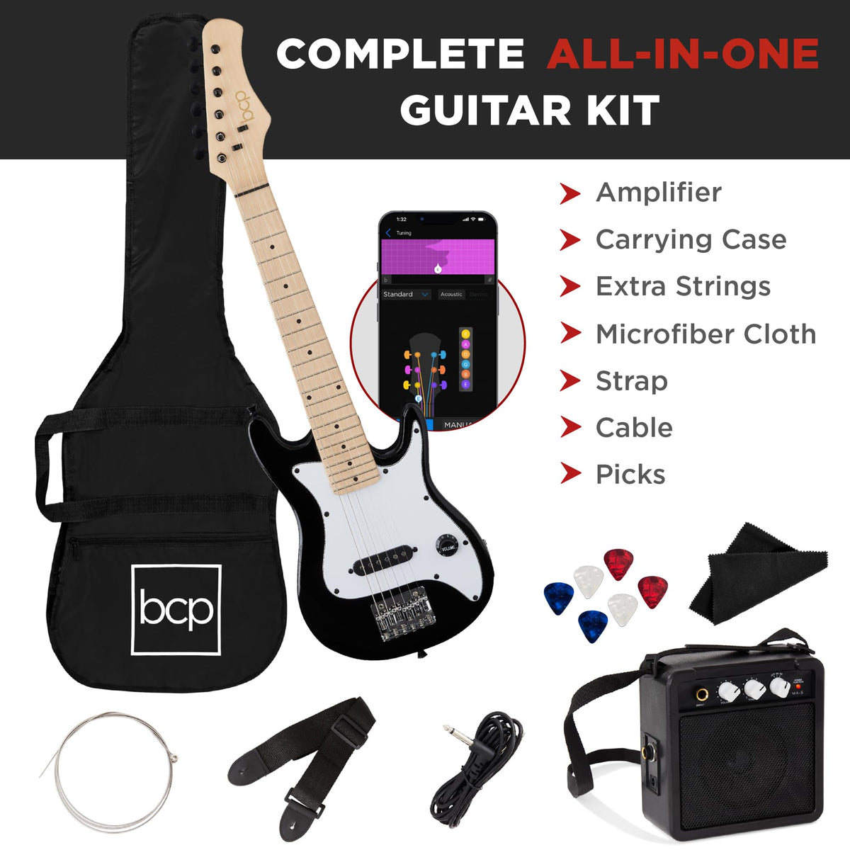 30in Kids Electric Guitar Starter Kit with Amplifier V77356