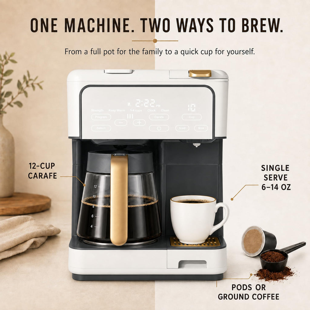 Multi-Brew Coffee Maker 12 Cups Single Serve Programmable Q12201
