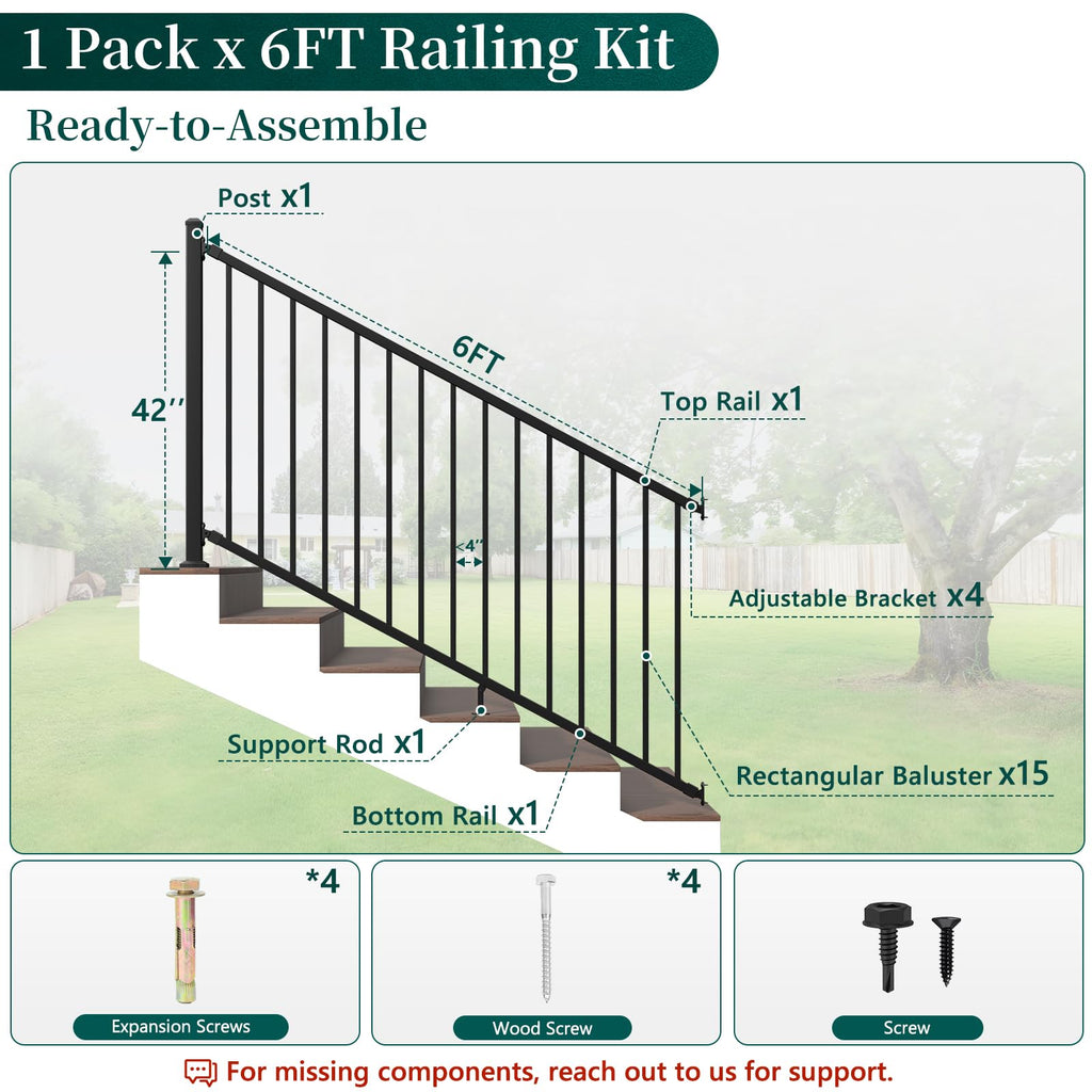 Aluminum Angle-Adjustable Stair Railing Kit I437973