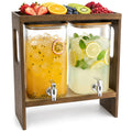 2 PCS 1.2 Gallon Glass Drink Dispenser with Stand and Serving Tray B52981