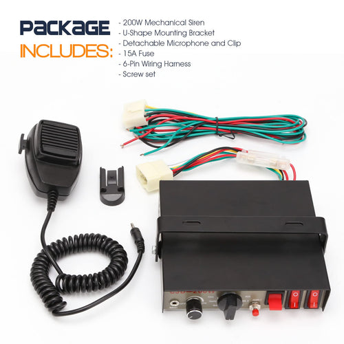 12V 200W 9 Tones Emergency Warning Siren PA System with Handheld Microphone C42994