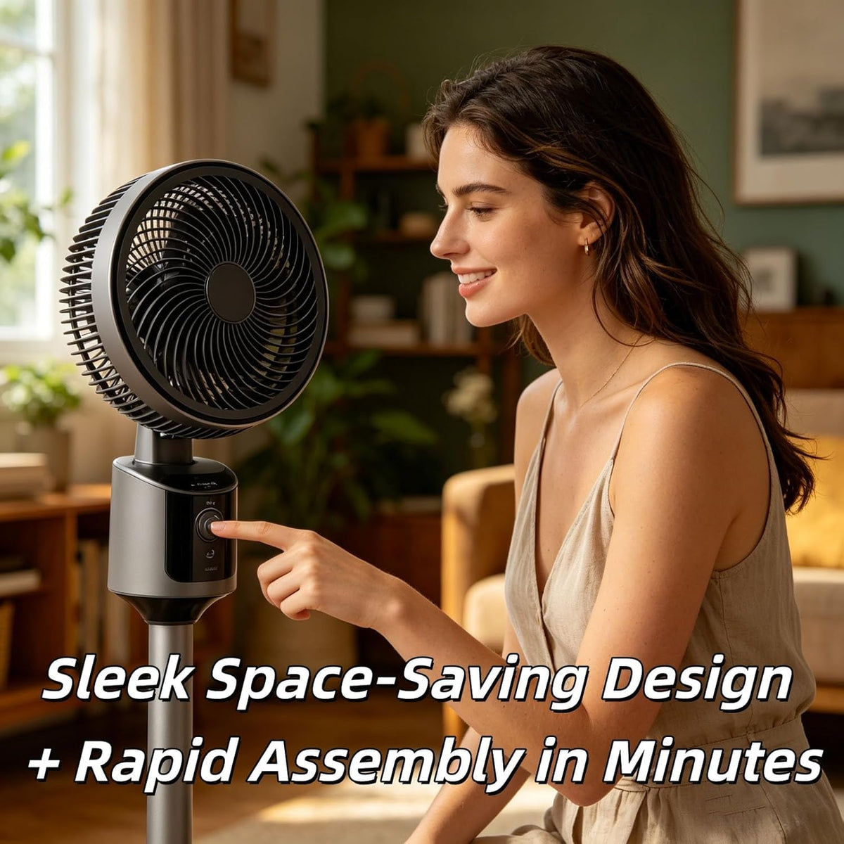Standing Fan with 90° Oscillation, 3 Speeds, Adjustable Height I880625