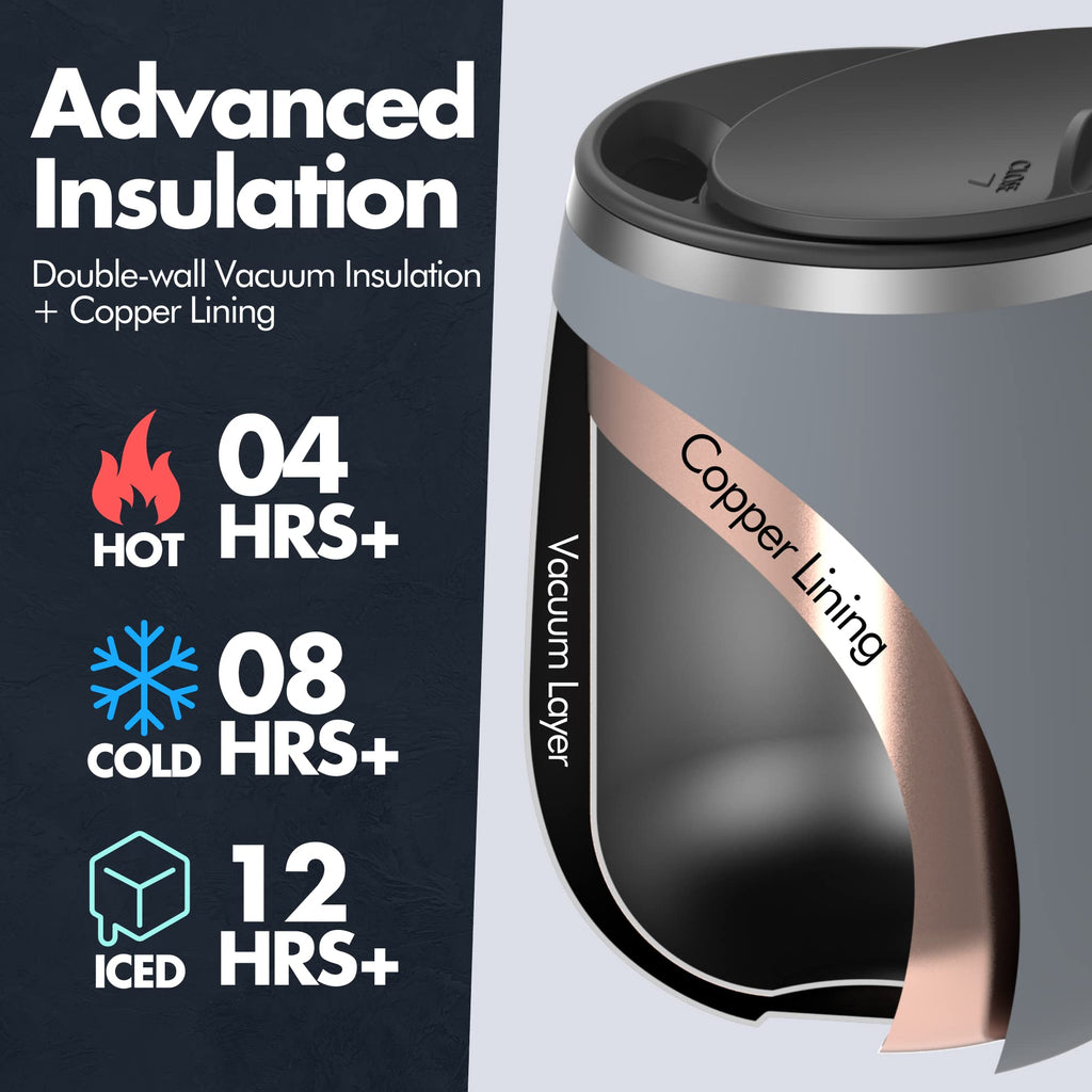 16 oz Stainless Steel Insulated Coffee Mug 2-Pack with Handle & Sliding Lid V281047