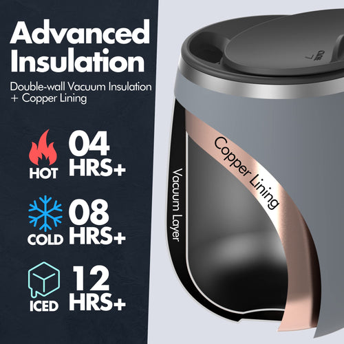 16 oz Stainless Steel Insulated Coffee Mug 2-Pack with Handle & Sliding Lid V281047