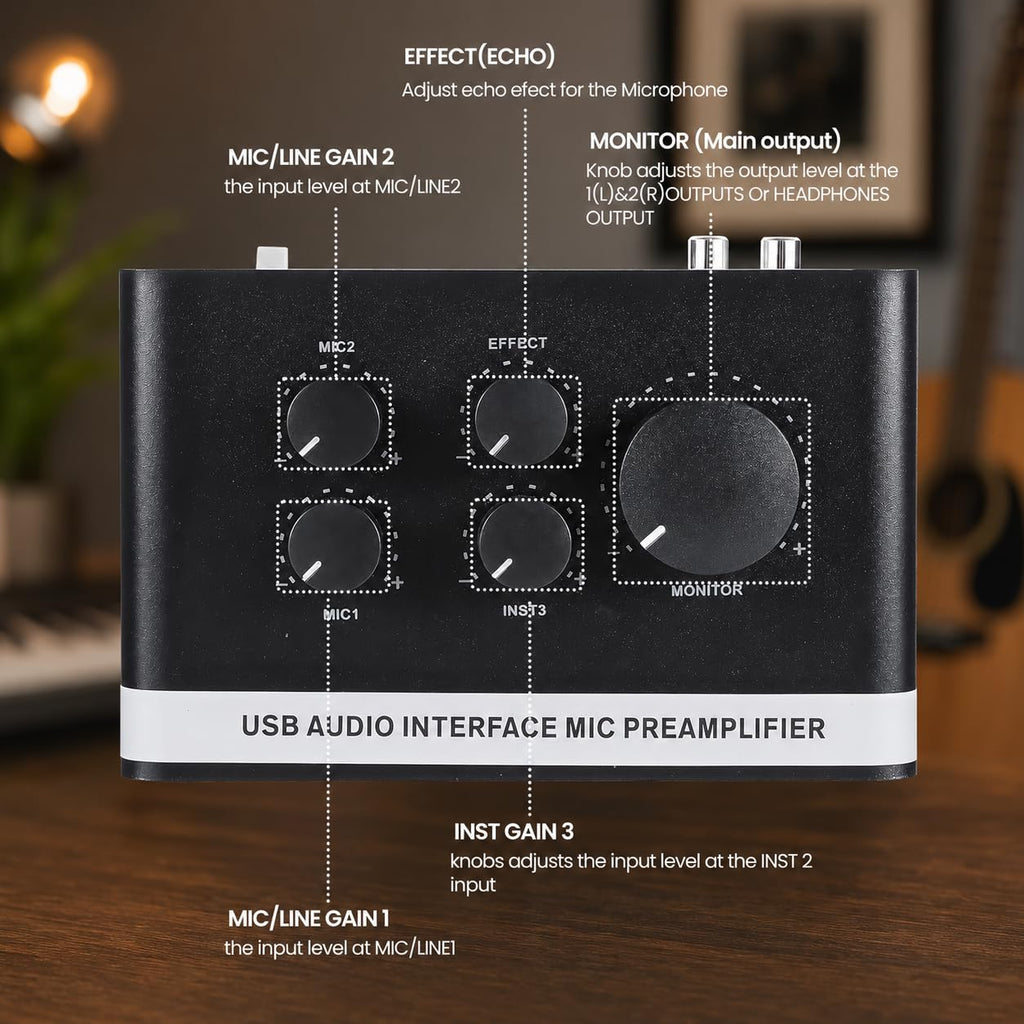 USB C Audio Interface with 48V Phantom Power K7237