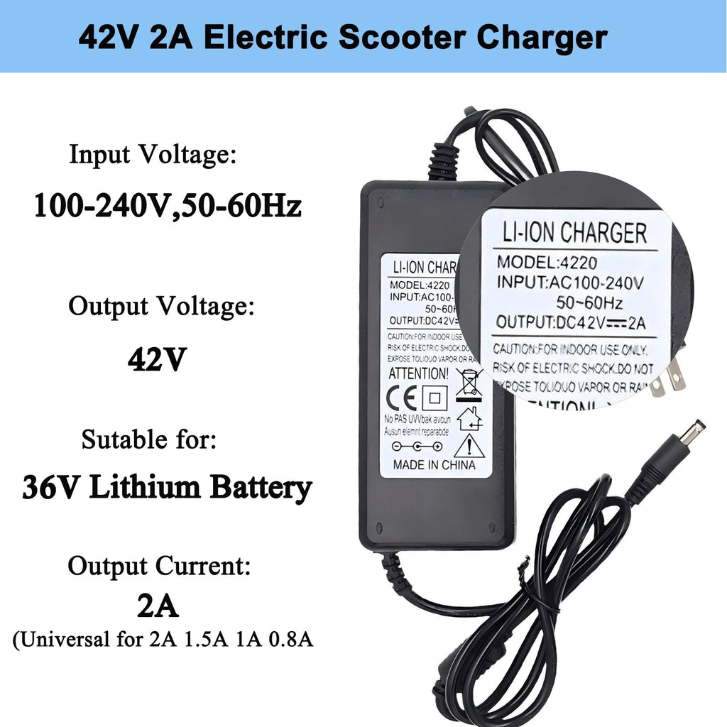 42V 2A Electric Scooter Charger with 4 Plugs A4022