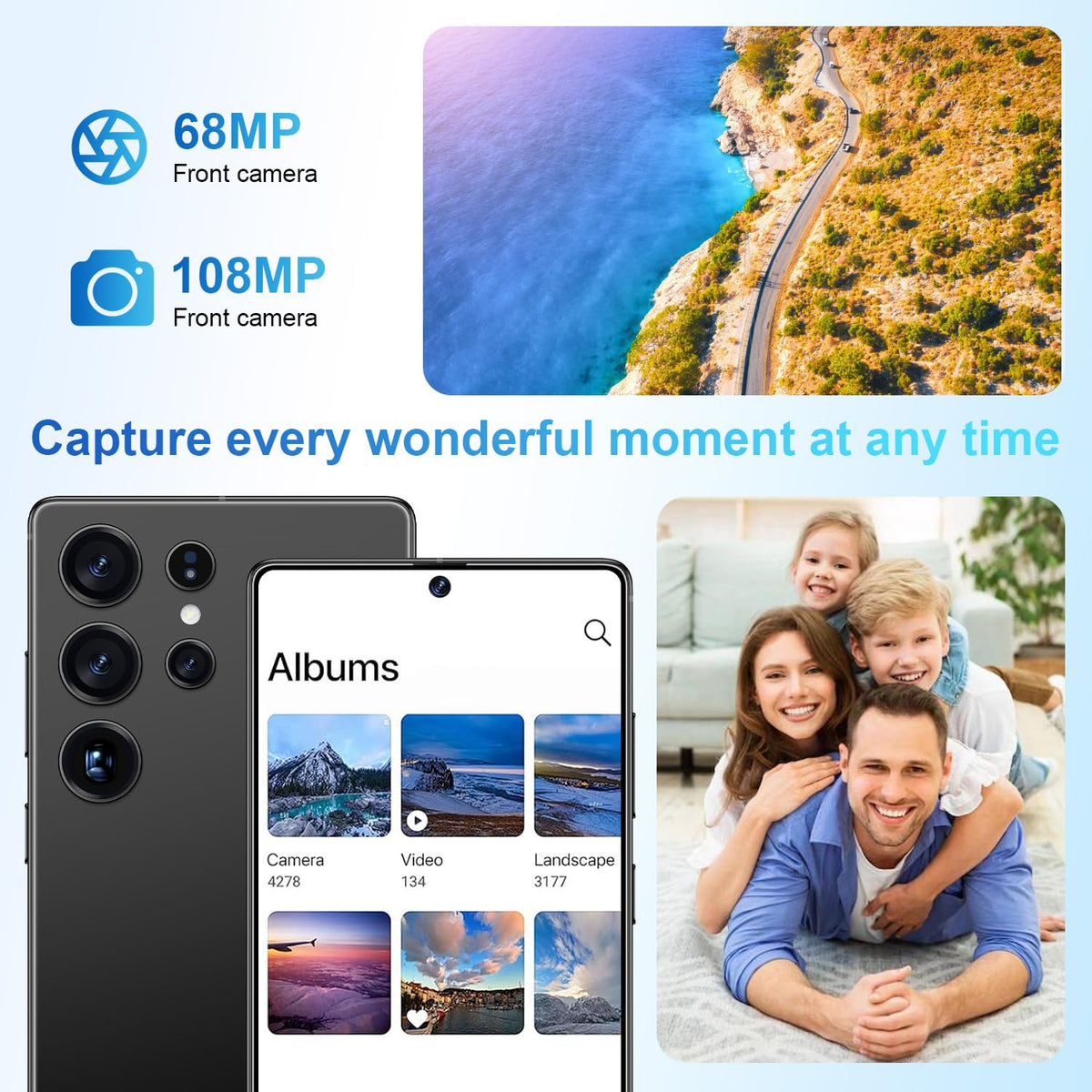 5G Unlocked Smartphone 12GB+512GB 6.99" 7000mAh Black W5480