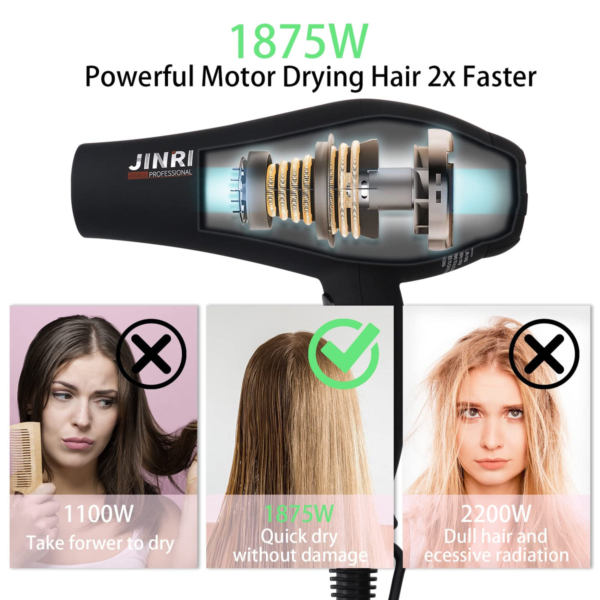 1875W Ionic Infrared Hair Dryer with Diffuser A906312