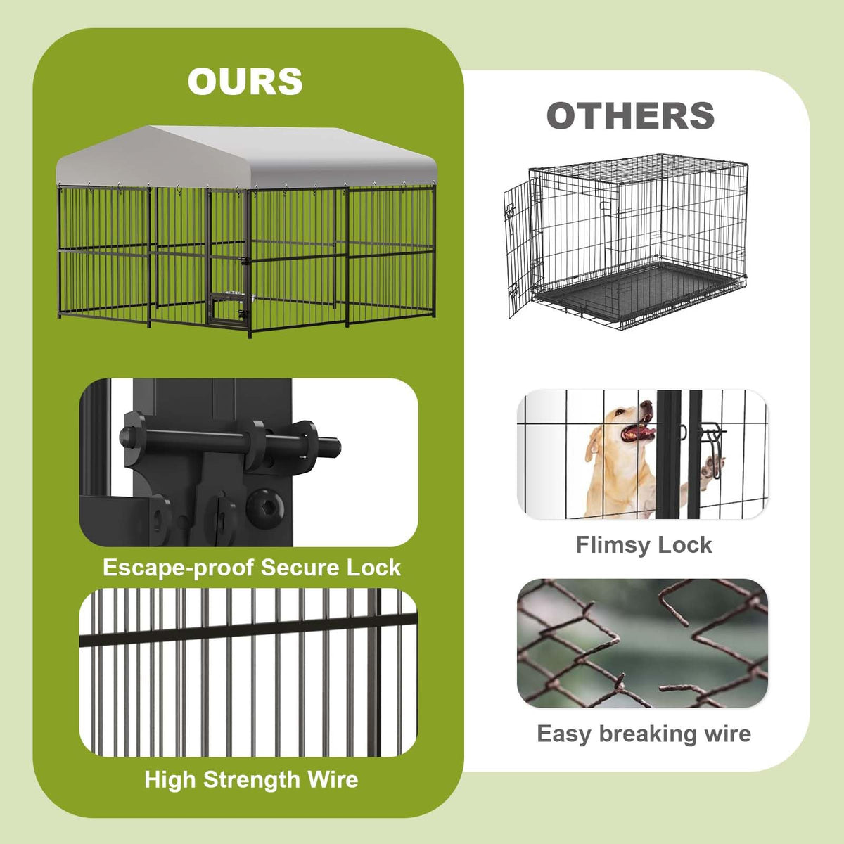 10 x 10FT Heavy Duty Metal Outdoor Dog Kennel with Roof D819