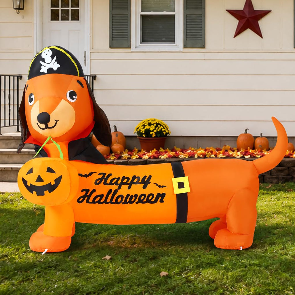 5 FT Halloween Inflatable Dachshund with LEDs O508
