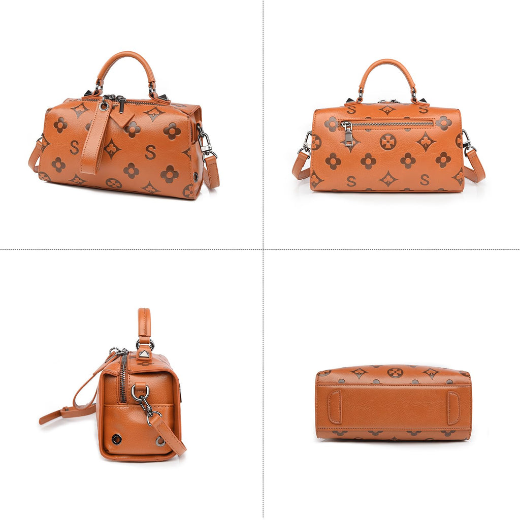 Women Floral Embossed PU Leather Tote Handbag U285