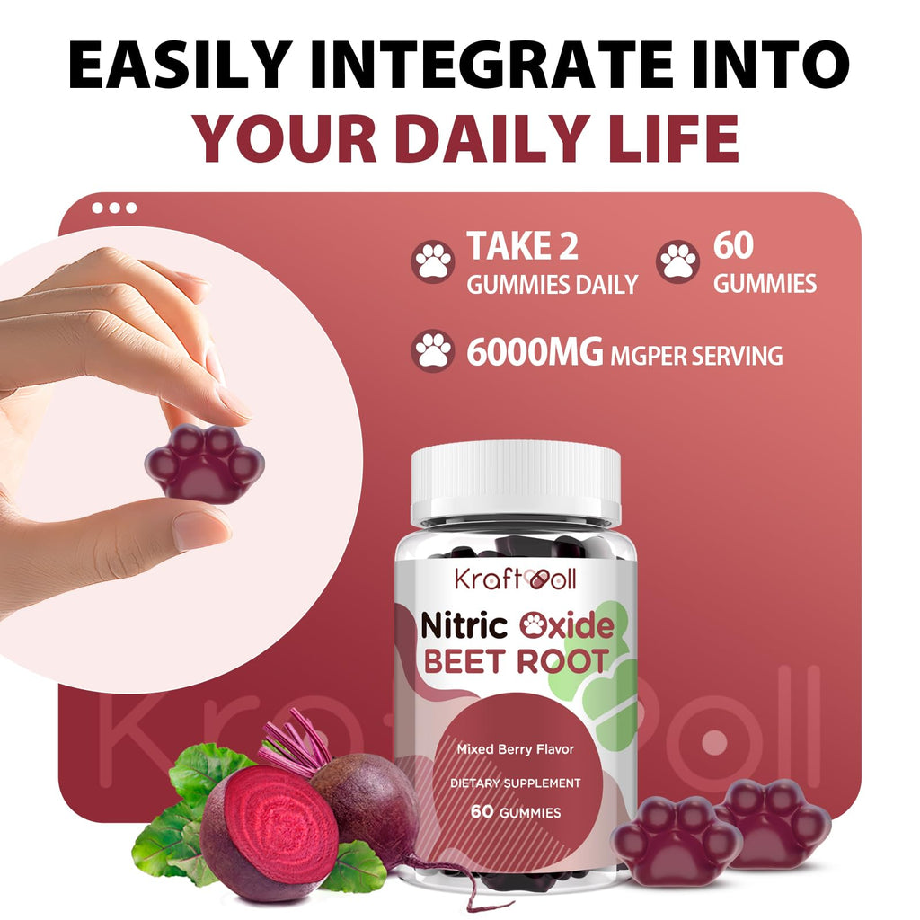 Beet Root Gummies 6000mg Mixed Berry Flavor 60 Gummies F9783