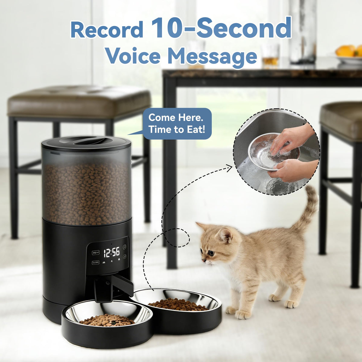 Automatic Cat Feeder 6L Black Q915