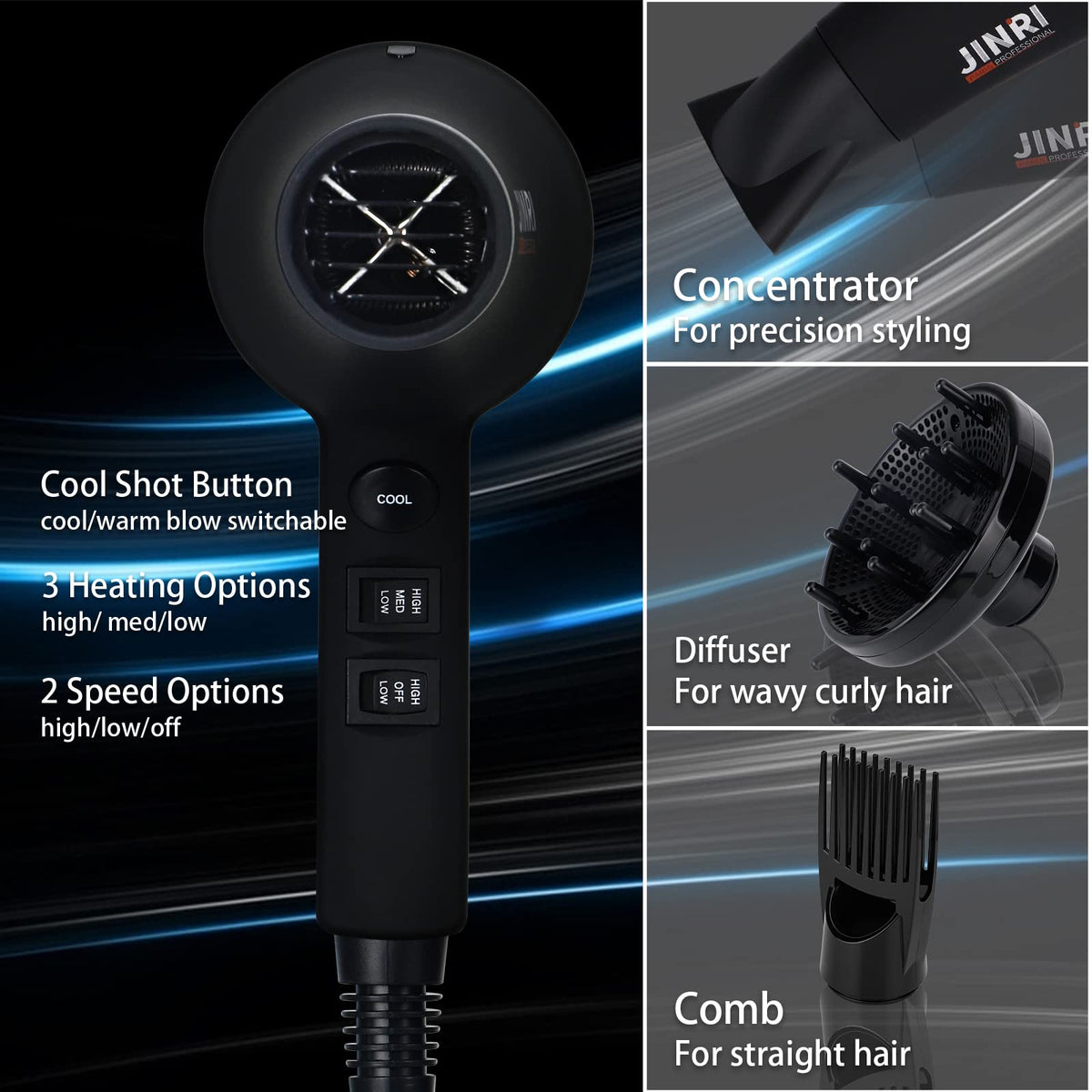 1875W Ionic Infrared Hair Dryer with Diffuser A906312