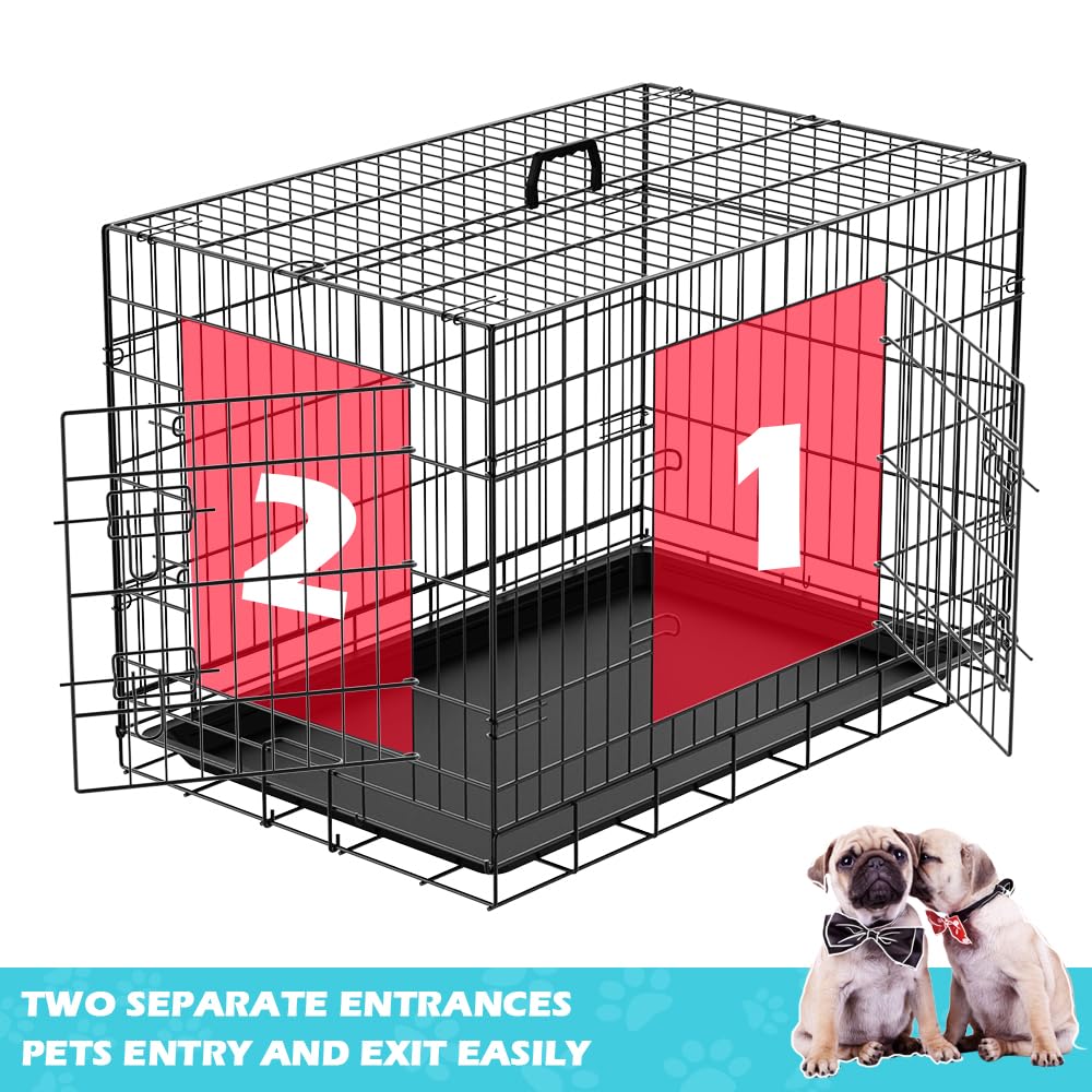 48" Foldable Metal Dog Cage with Removable Tray C3975
