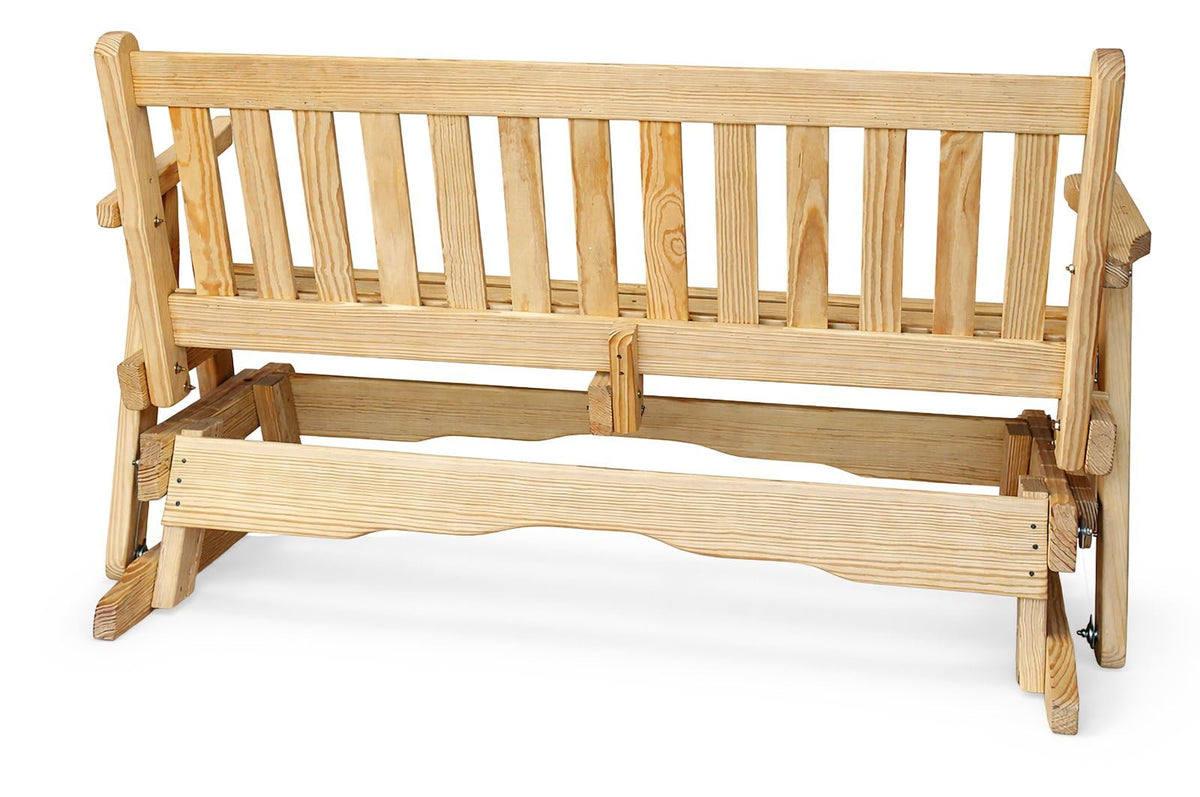 5 FT Natural Solid Pine Wood Glider Bench for 3 Person I420987
