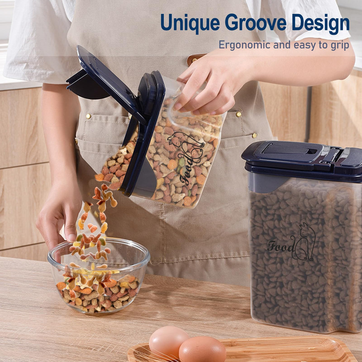 2 Pcs Airtight Pet Food Containers with Pour Spout X7018