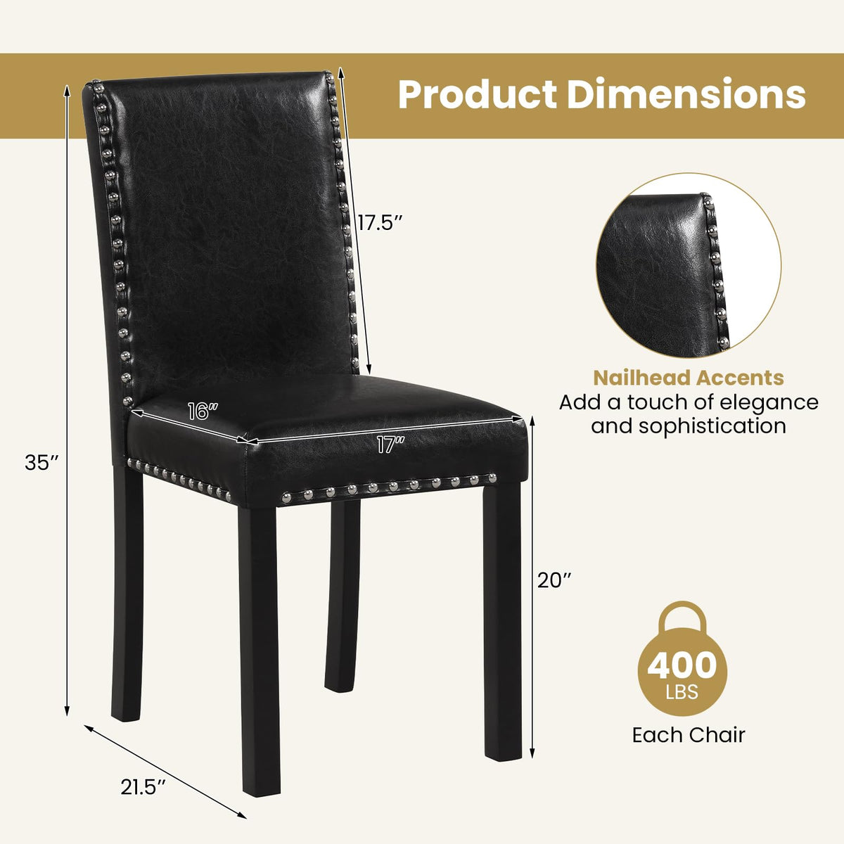 Faux Leather Upholstered Dining Chairs Set of 2 R12552