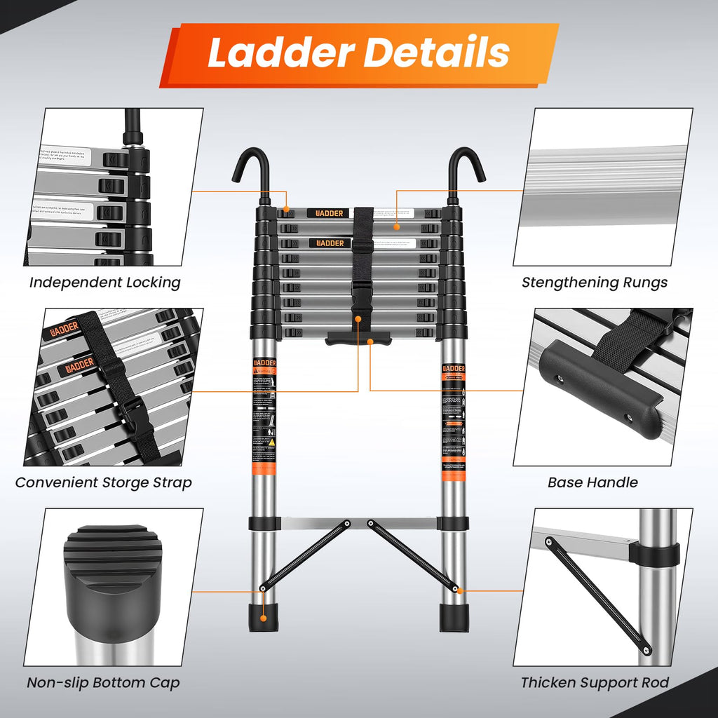 12.5 FT Telescoping Ladder with Hooks V493393
