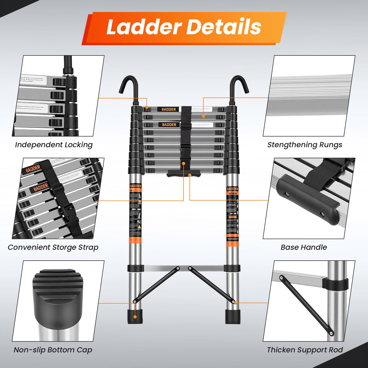 12.5 FT Telescoping Ladder with Hooks V493393