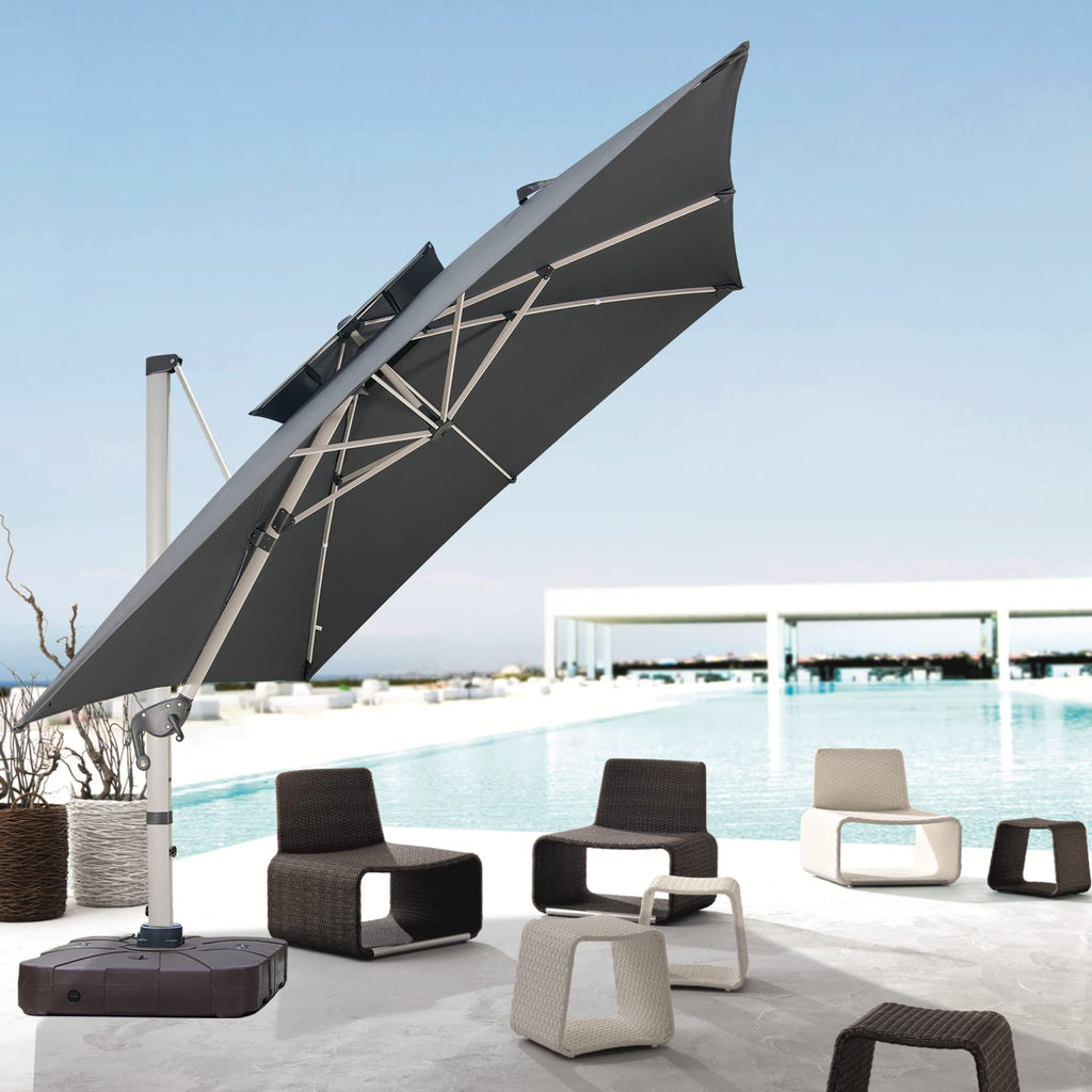 10x10 FT Grey Cantilever Patio Umbrella E1658