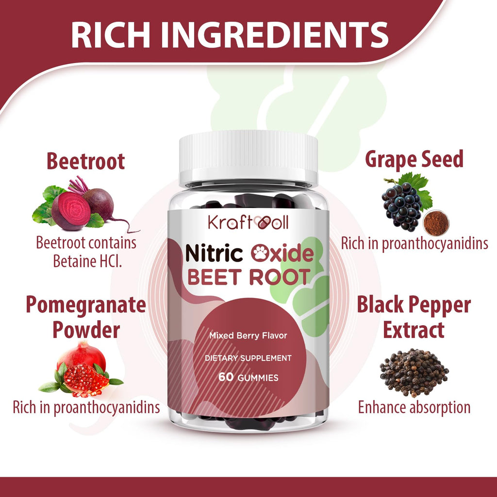 Beet Root Gummies 6000mg Mixed Berry Flavor 60 Gummies F9783