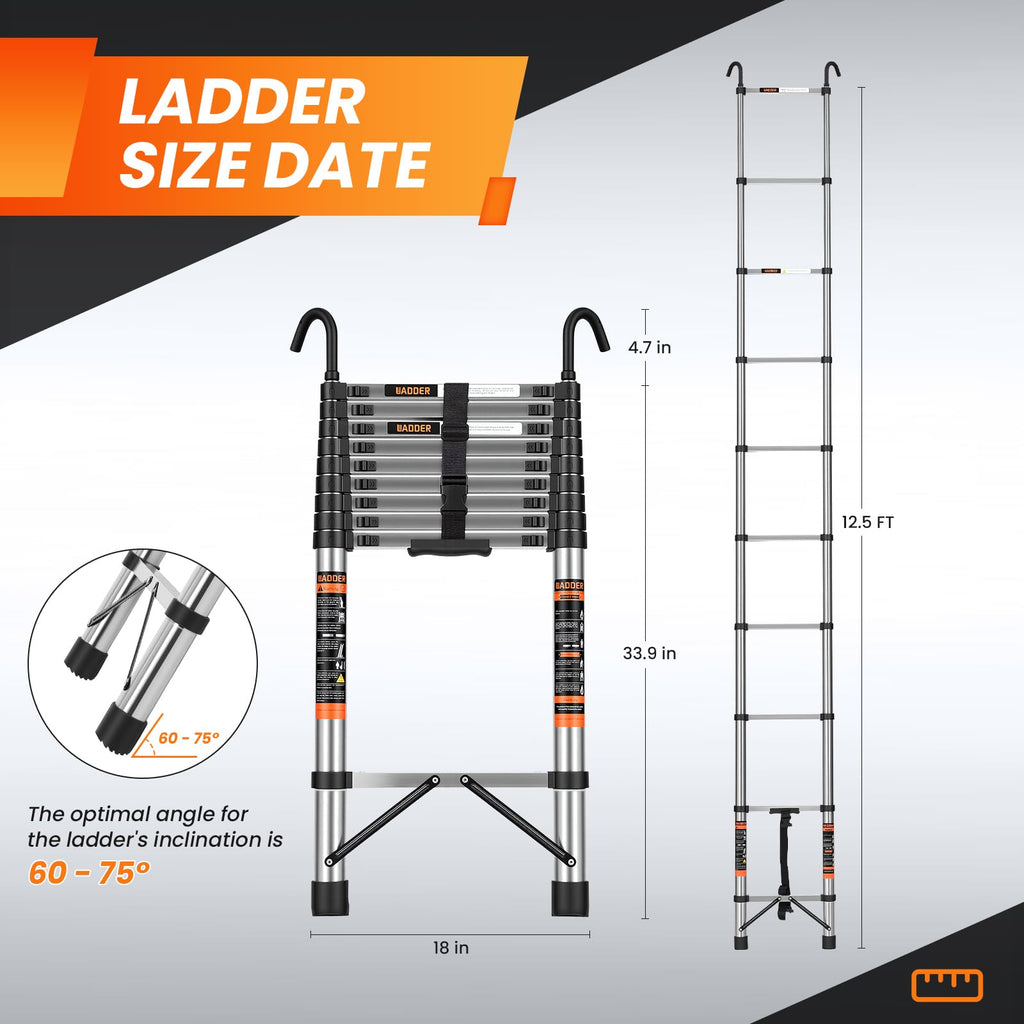 12.5 FT Telescoping Ladder with Hooks V493393