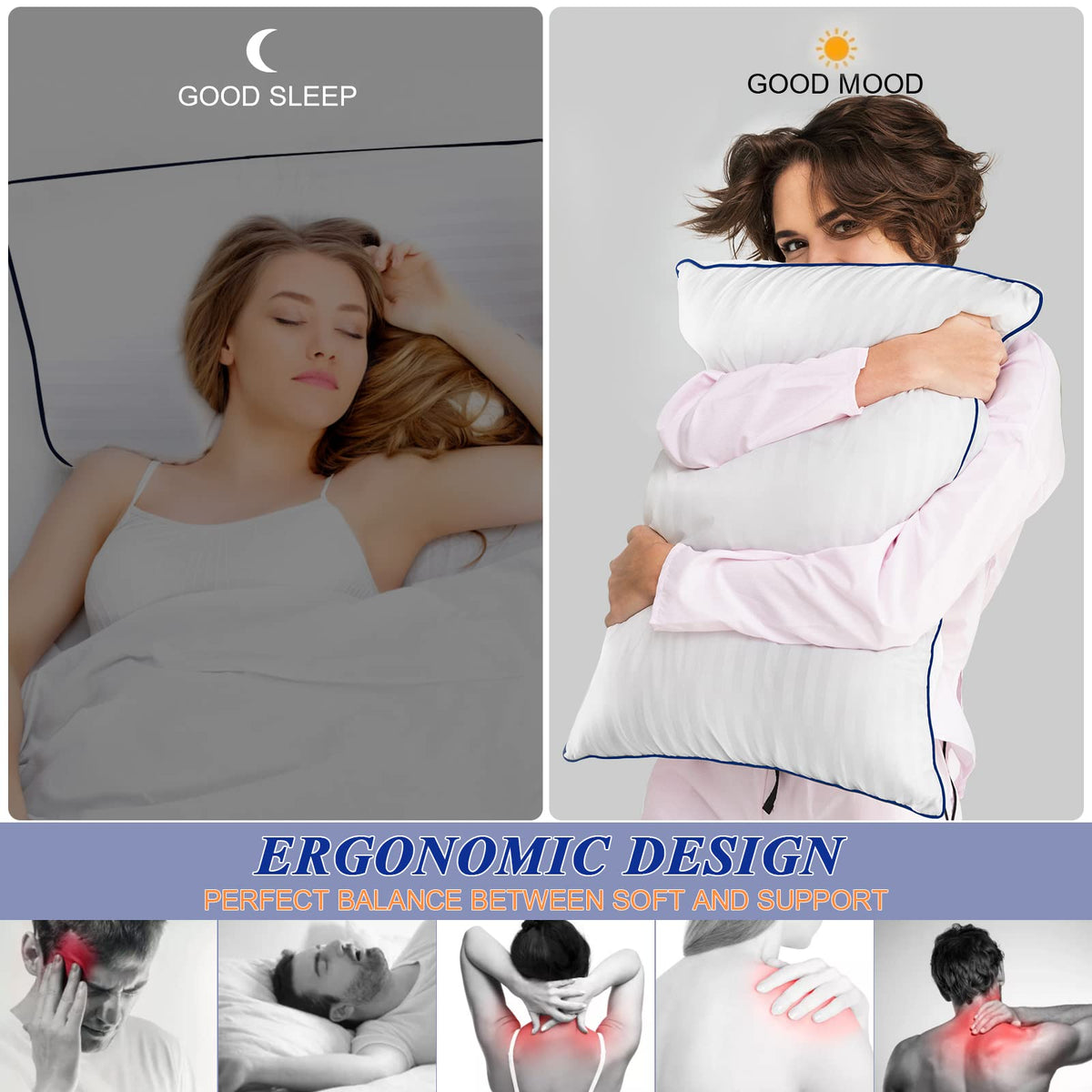 King Size Bed Pillows Set of 2 V3828
