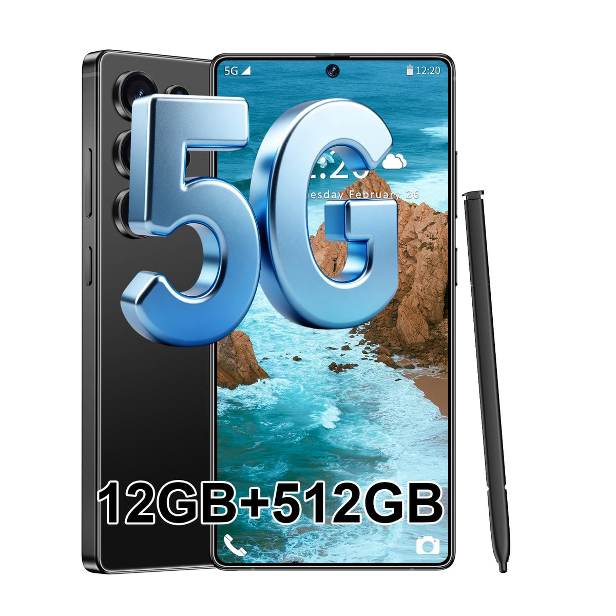 5G Unlocked Smartphone 12GB+512GB 6.99" 7000mAh Black W5480