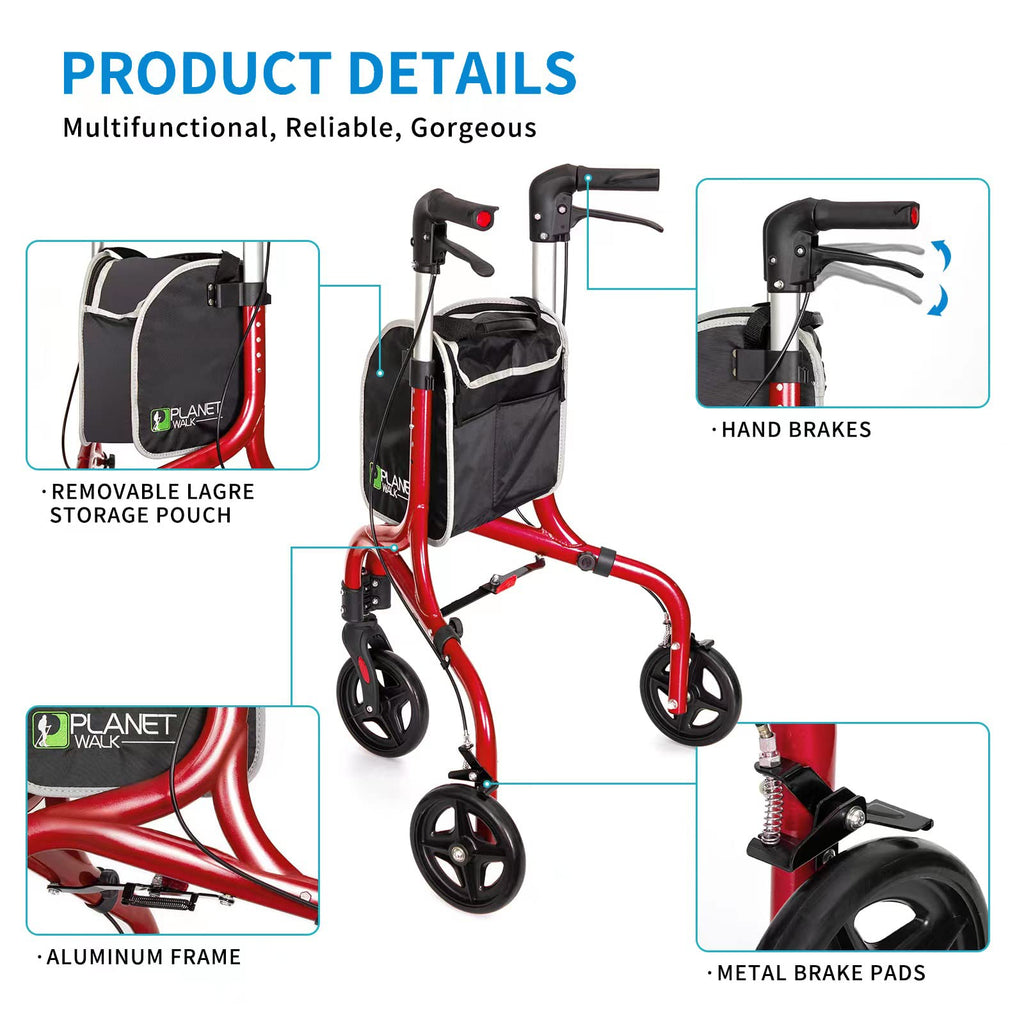 3 Wheel Foldable Aluminum Rollator Walker J5345