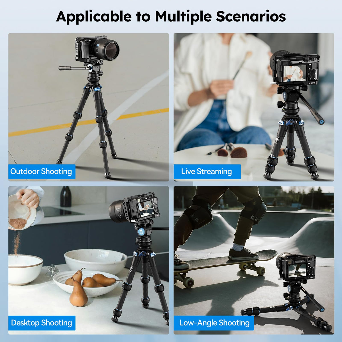 Carbon Fiber Tabletop Tripod Kit with Fluid Head T708443
