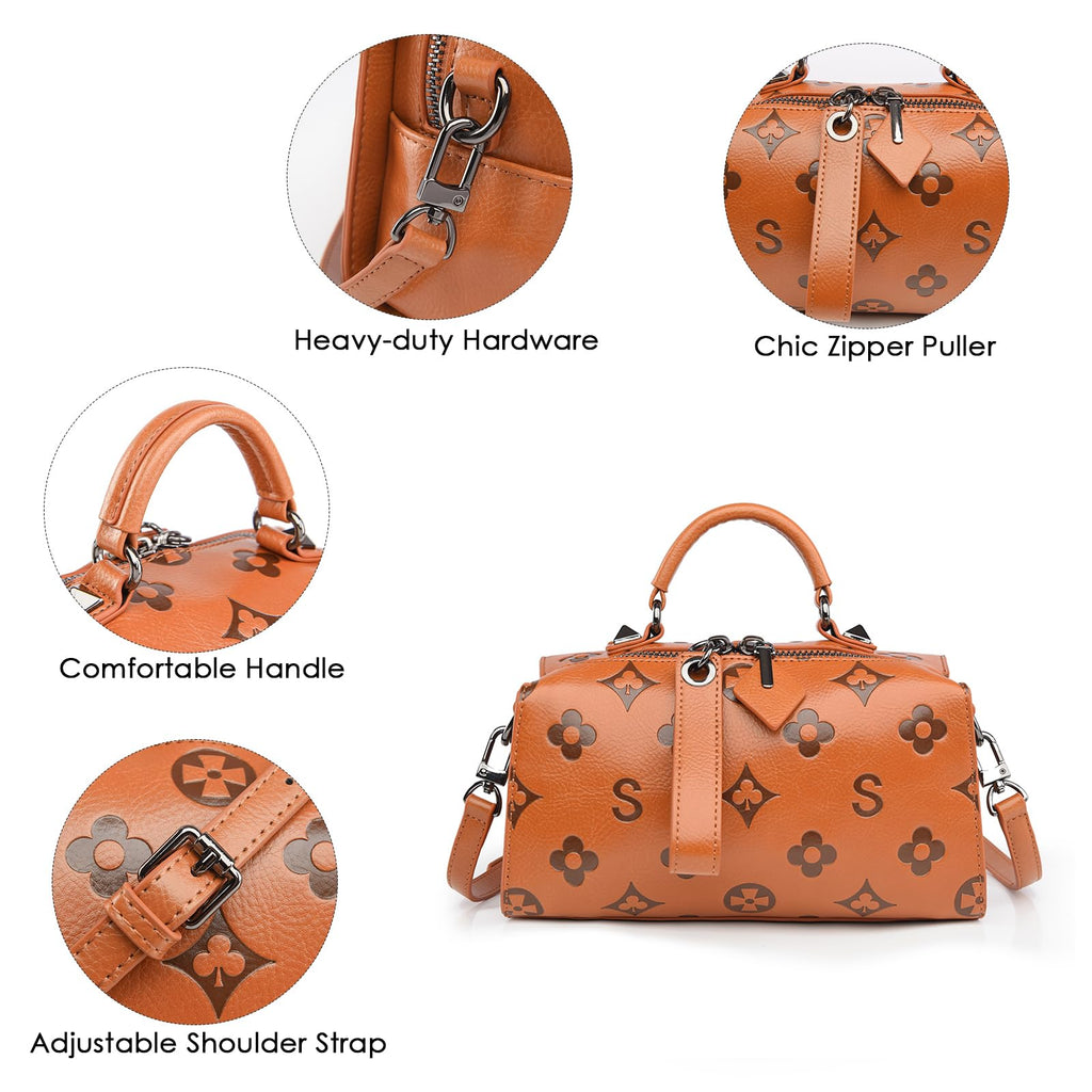 Women Floral Embossed PU Leather Tote Handbag U285