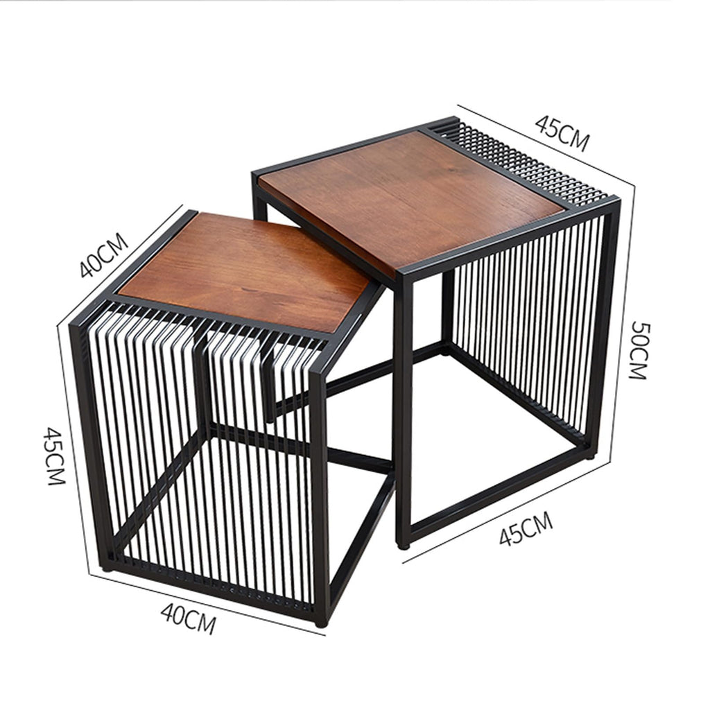 Set of 2 Square Nesting Coffee Table with Metal Frame E767699