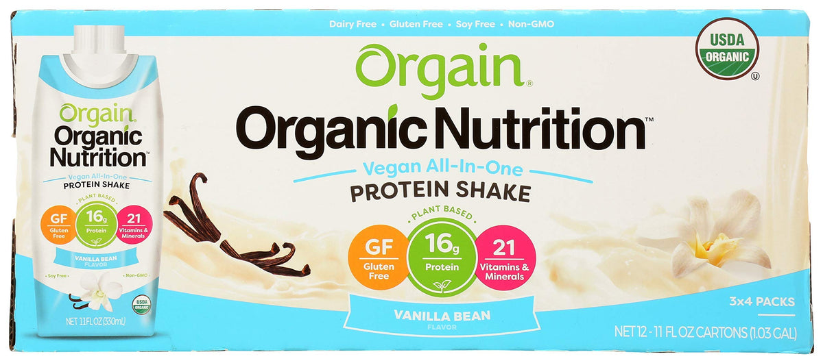 Organic Vegan Plant Based Nutritional Shake Vanilla Bean 11 Ounce 12 Count O323