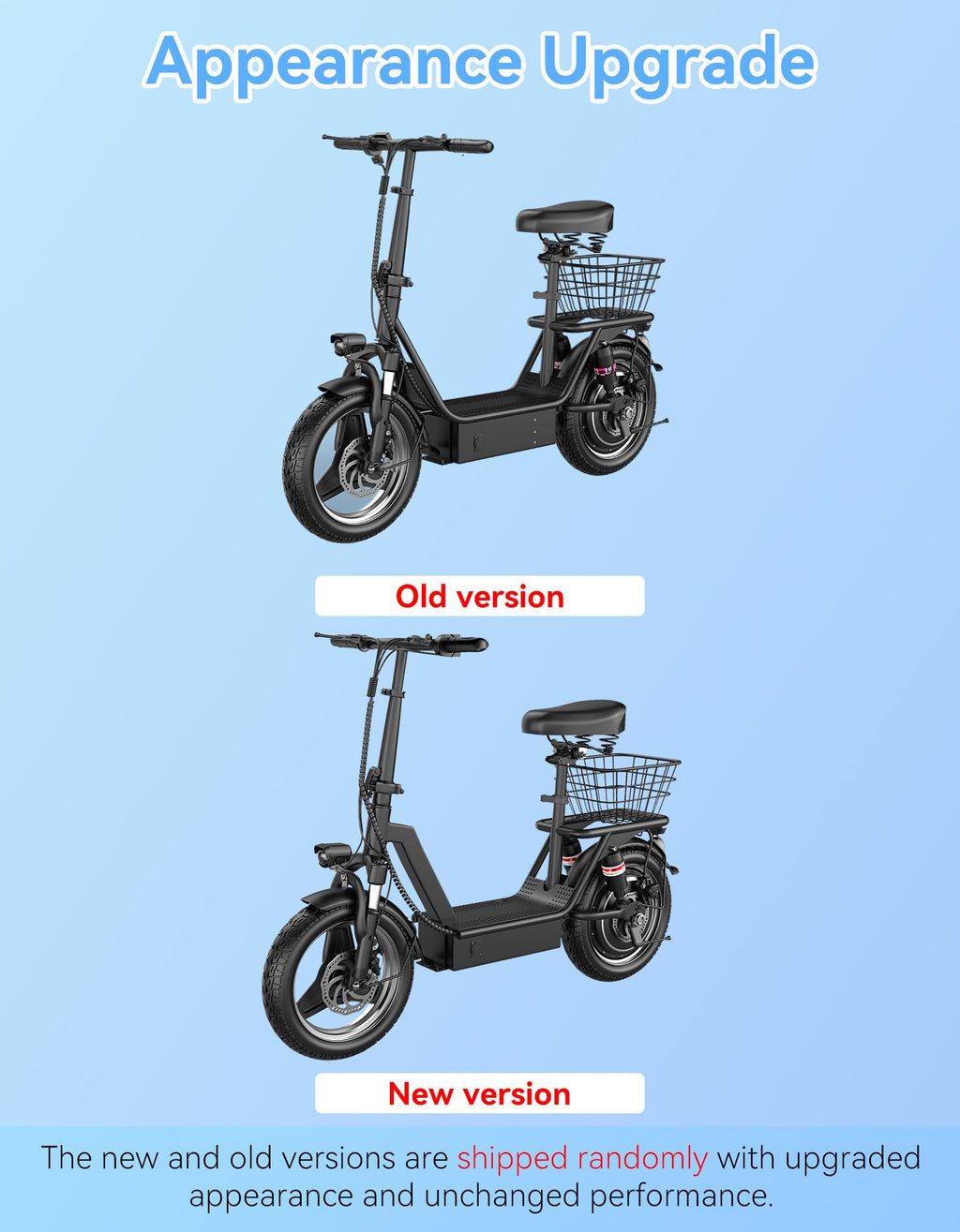 Electric Scooter with Seat, 25 MPH, 350W Motor, 15.5 Miles Range, 48V Battery, 14" Foldable S6567
