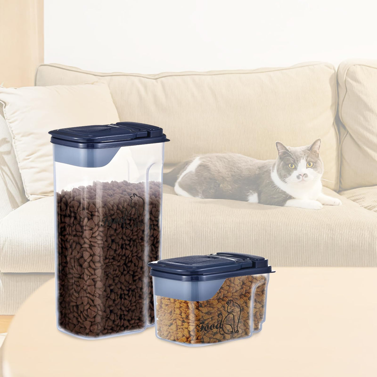 2 Pcs Airtight Pet Food Containers with Pour Spout X7018