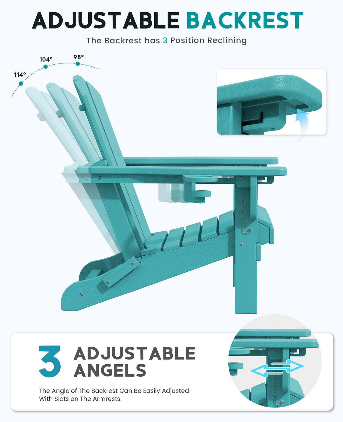 Folding Adjustable Adirondack Chair with Cup Holder Z933