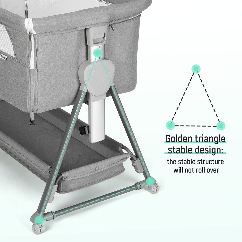 Baby Bassinet with 7 Adjustable Height, Breathable Mesh & Mattress E741
