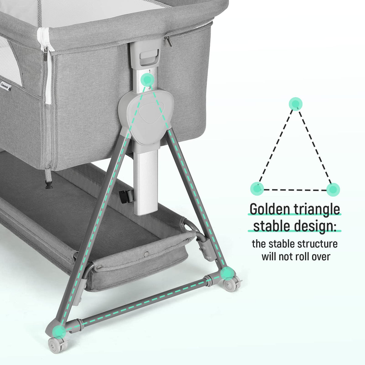 Baby Bassinet with 7 Adjustable Height, Breathable Mesh & Mattress E741