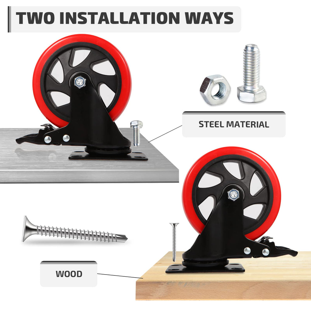 5 Inch Swivel Caster Wheel Set of 4 with Brake P552519