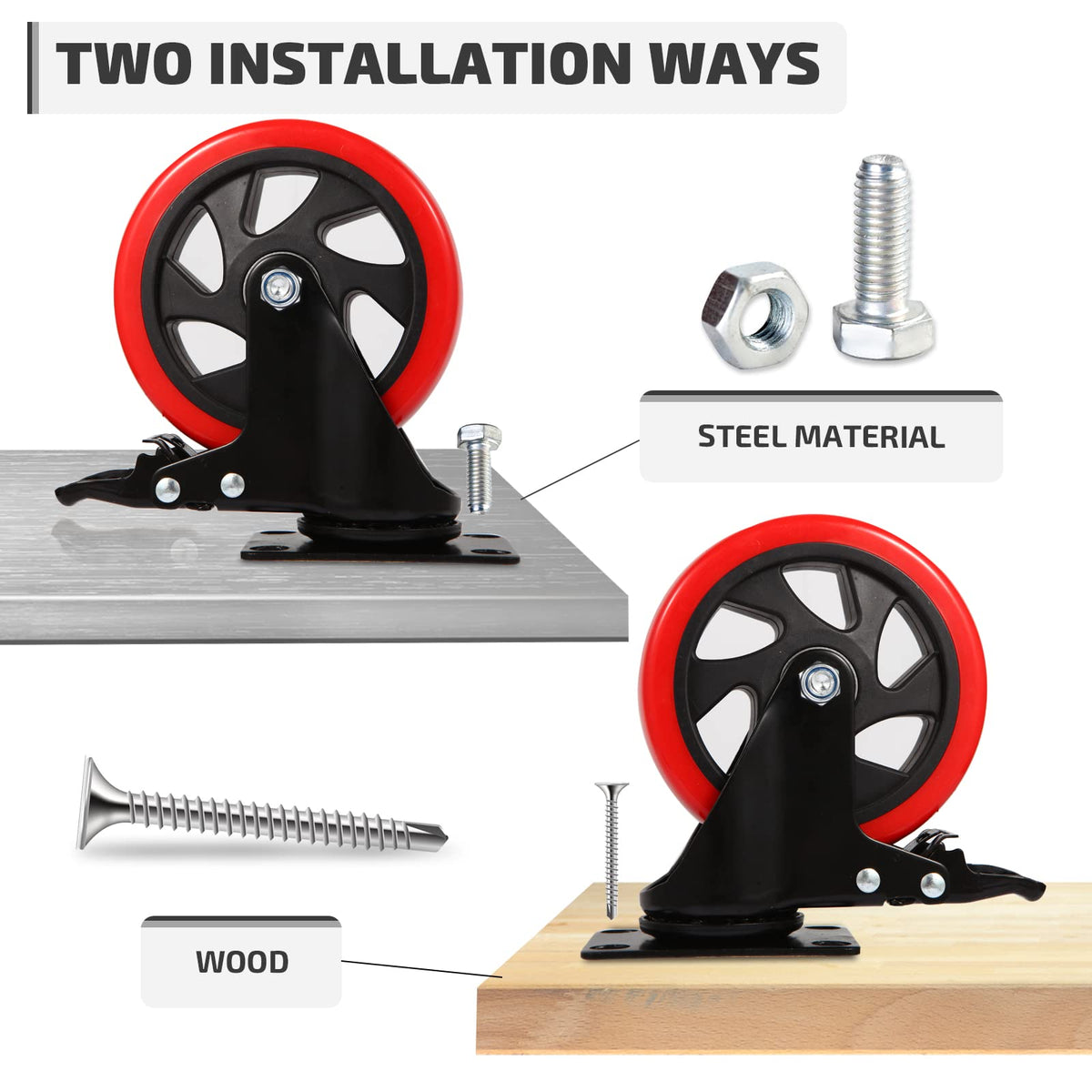 5 Inch Swivel Caster Wheel Set of 4 with Brake P552519