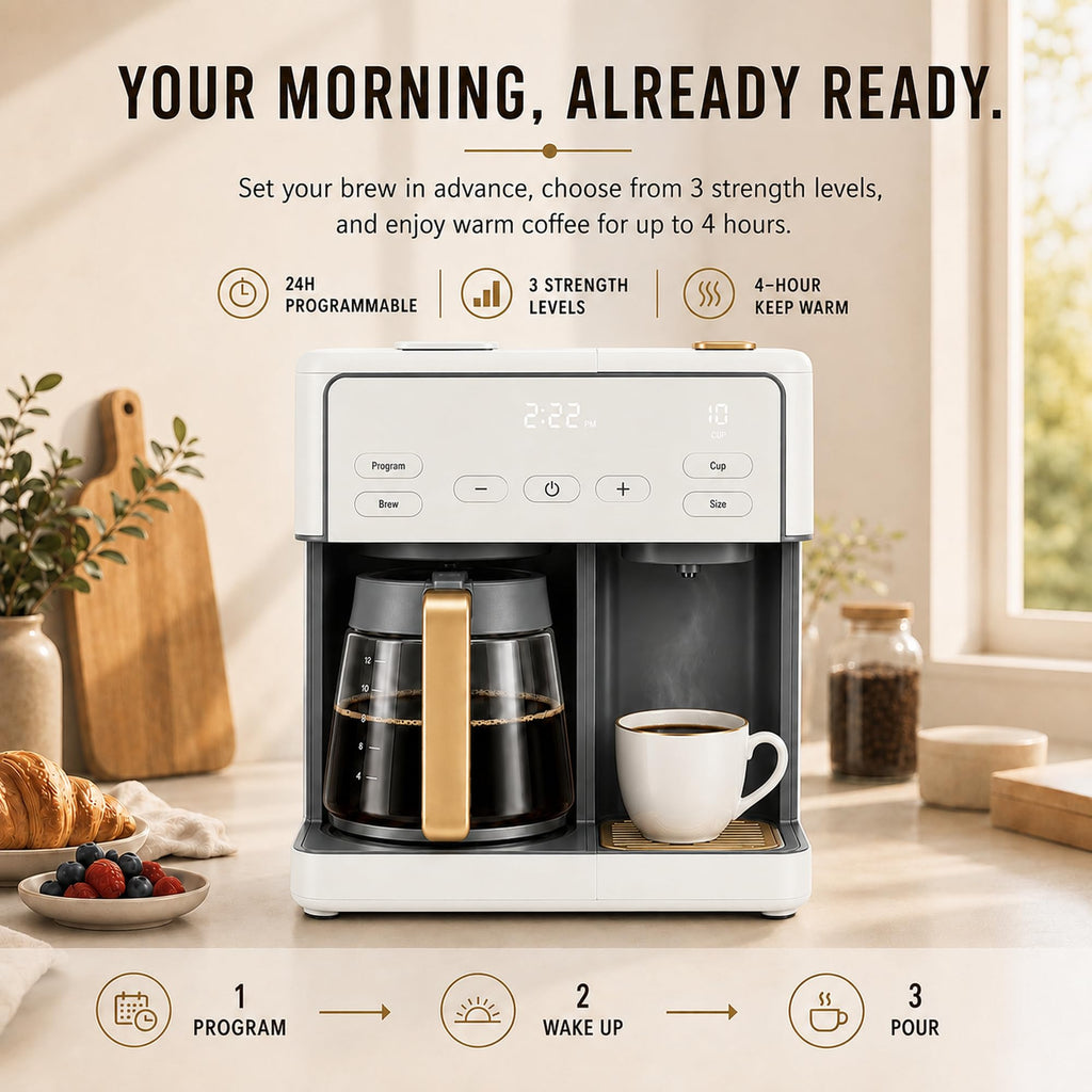 Multi-Brew Coffee Maker 12 Cups Single Serve Programmable Q12201