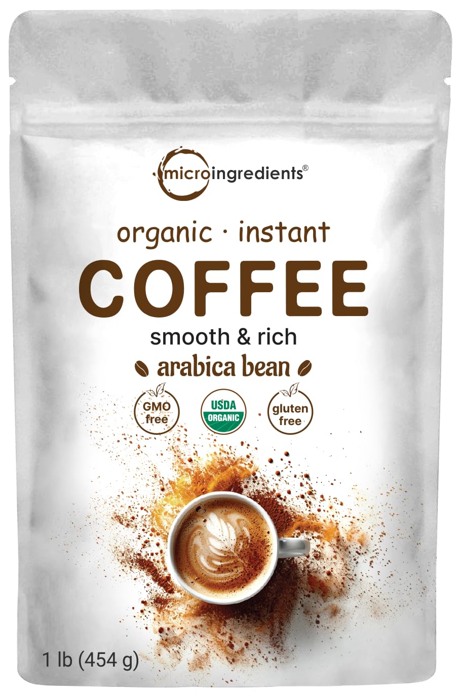 Organic Instant Coffee 1lb Powder Medium to Dark Roast Z691