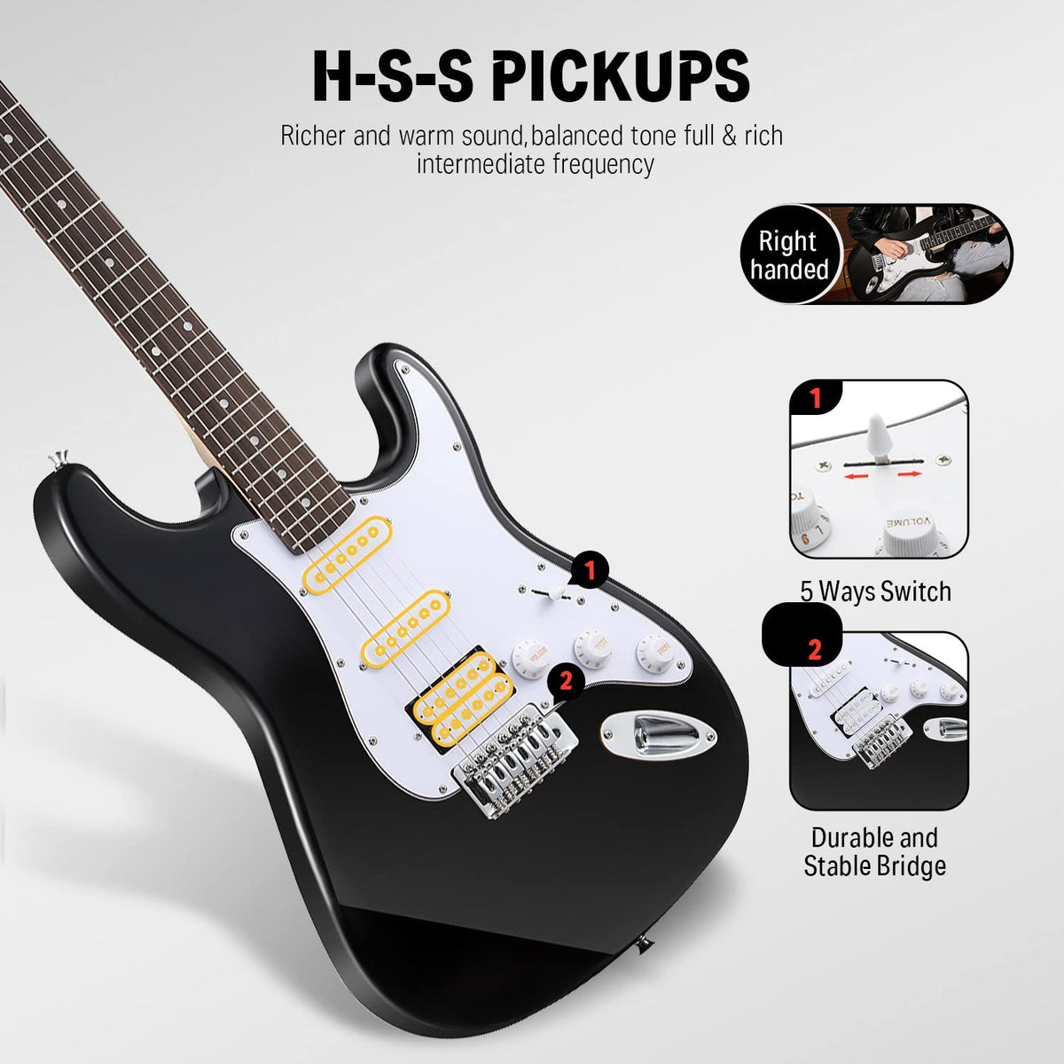 39 Inch Electric Guitar Beginner Kit H8184