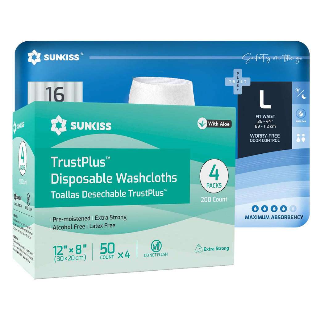 Large Incontinence Disposable Underwear 16 Count & Wet Wipes 200 Count E743713