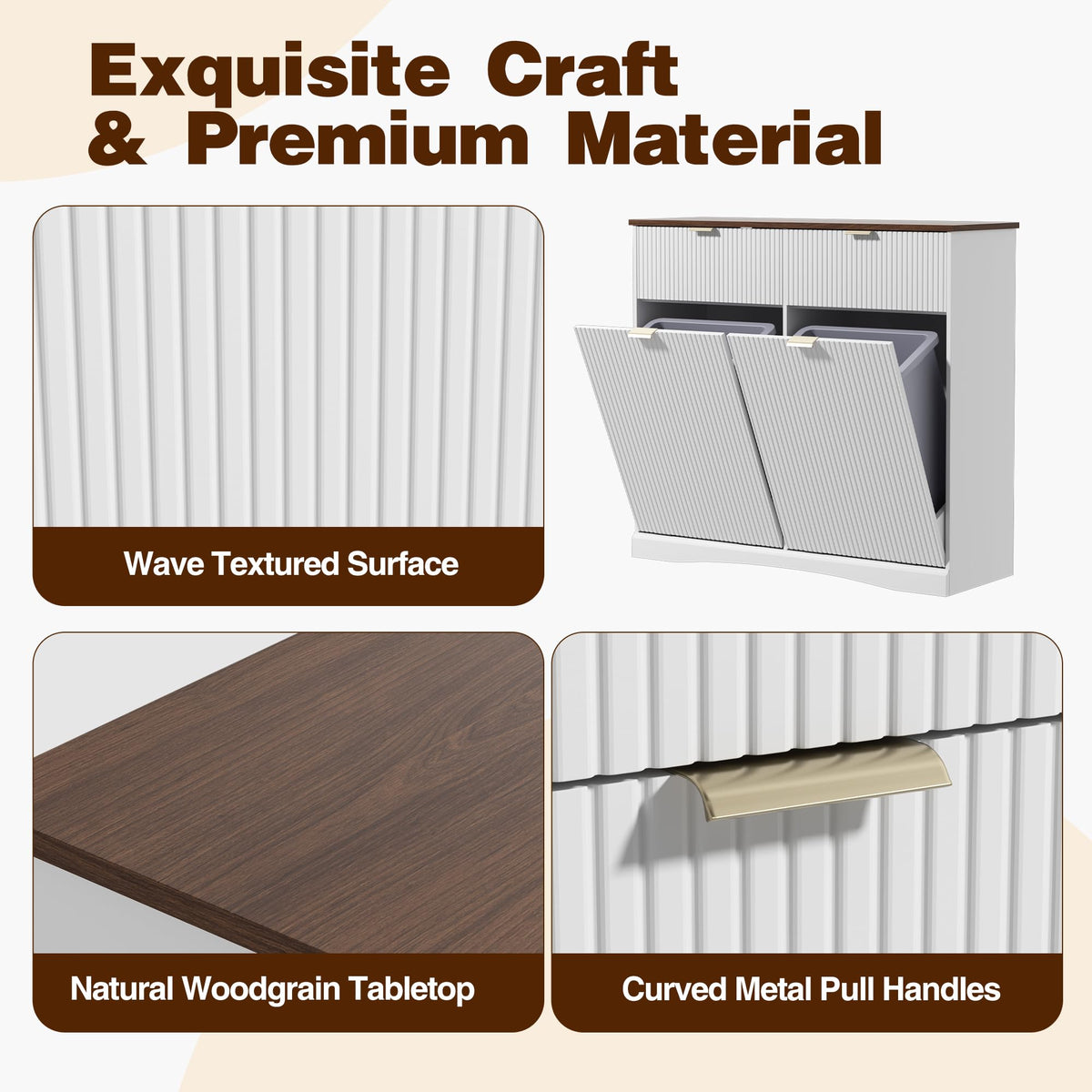 White and Dark Walnut Tilt Out Trash Cabinet K57606