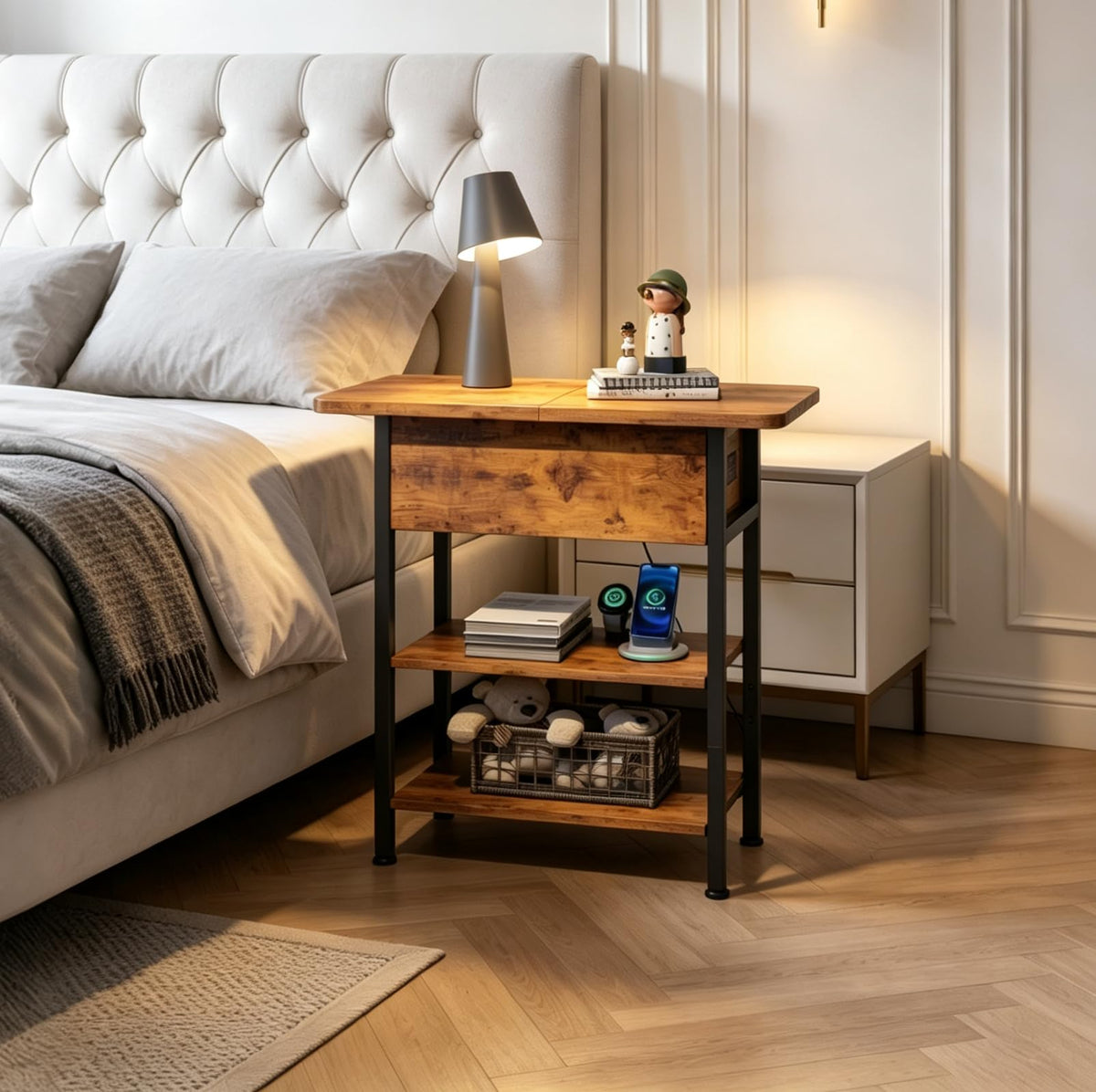 3-Tier End Table with Charging Station I660