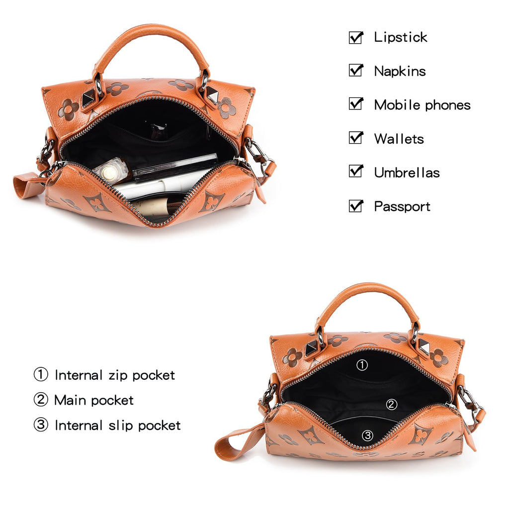 Women Floral Embossed PU Leather Tote Handbag U285